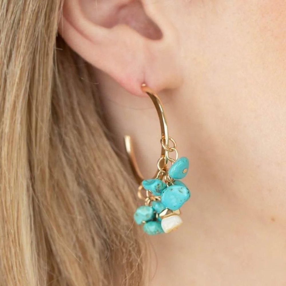 Turquoise, Gold Earrings